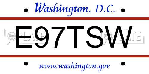 E97TSW District Of Columbia License Plate