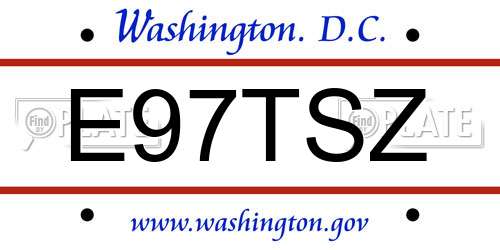 E97TSZ District Of Columbia License Plate