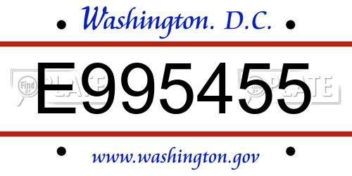 E995455 District Of Columbia License Plate