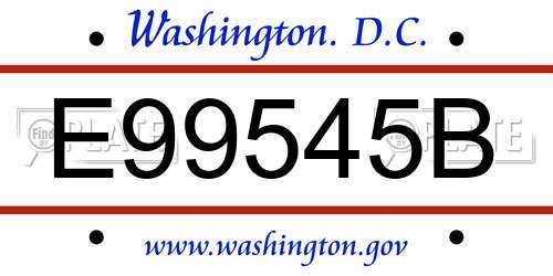 E99545B District Of Columbia License Plate