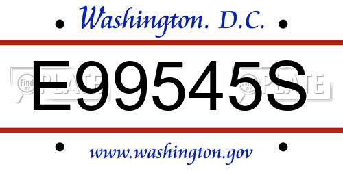 E99545S District Of Columbia License Plate