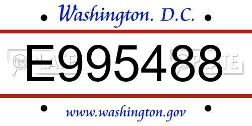 E995488 District Of Columbia License Plate