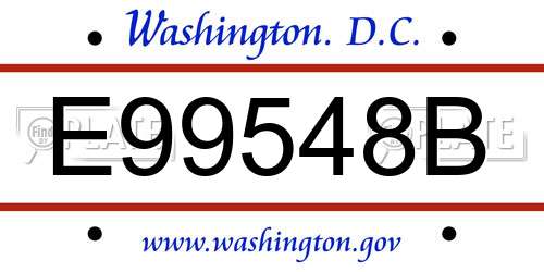 E99548B District Of Columbia License Plate