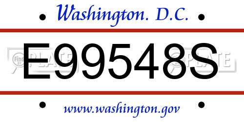 E99548S District Of Columbia License Plate