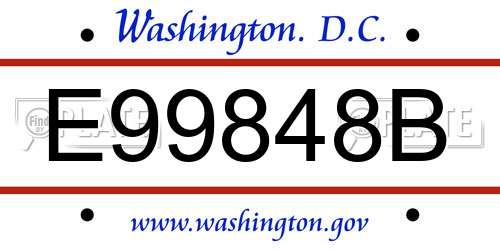E99848B District Of Columbia License Plate
