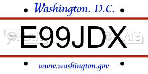 E99JDX District Of Columbia License Plate