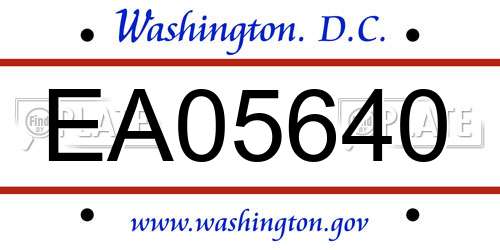 EA05640 District Of Columbia License Plate