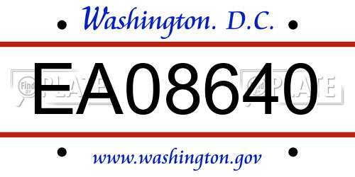 EA08640 District Of Columbia License Plate