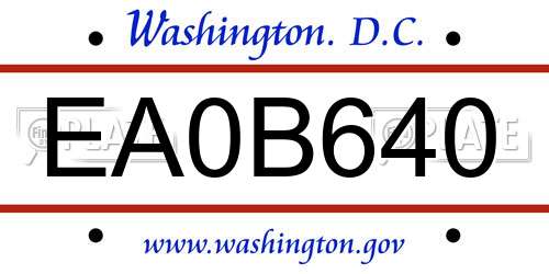 EA0B640 District Of Columbia License Plate