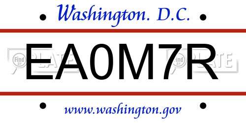EA0M7R District Of Columbia License Plate
