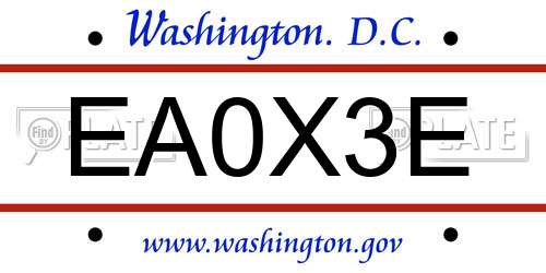 EA0X3E District Of Columbia License Plate
