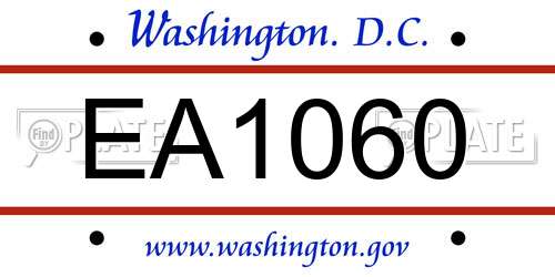 EA1060 District Of Columbia License Plate