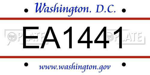 EA1441 District Of Columbia License Plate