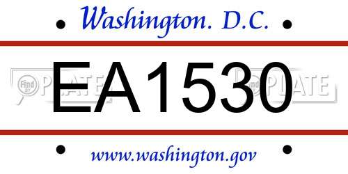 EA1530 District Of Columbia License Plate
