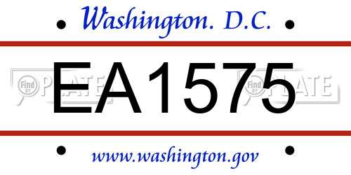 EA1575 District Of Columbia License Plate