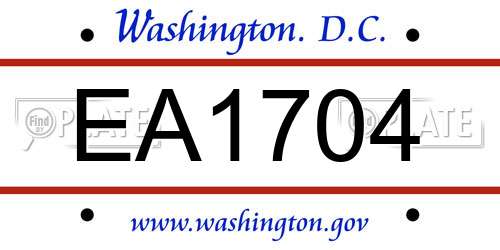 EA1704 District Of Columbia License Plate