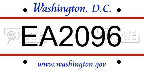 EA2096 District Of Columbia License Plate