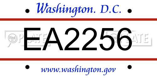 EA2256 District Of Columbia License Plate