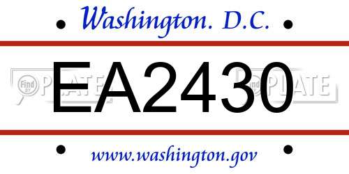 EA2430 District Of Columbia License Plate