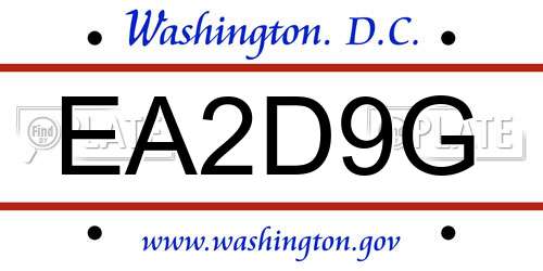 EA2D9G District Of Columbia License Plate