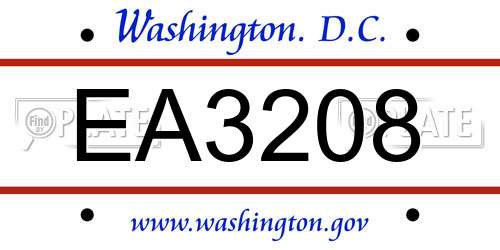 EA3208 District Of Columbia License Plate
