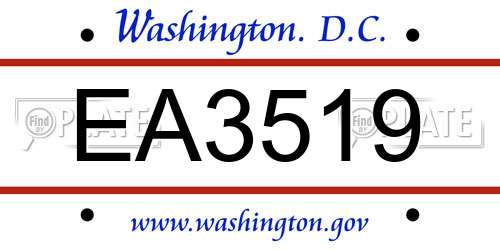 EA3519 District Of Columbia License Plate