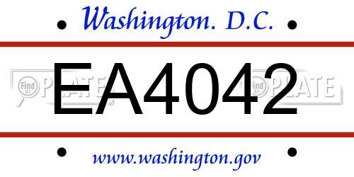 EA4042 District Of Columbia License Plate