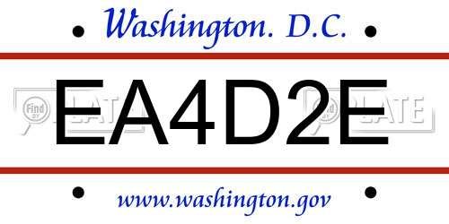 EA4D2E District Of Columbia License Plate