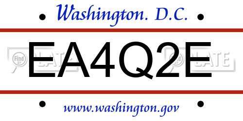 EA4Q2E District Of Columbia License Plate