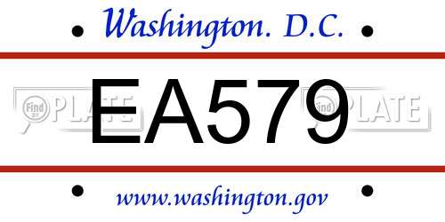 EA579 District Of Columbia License Plate