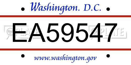 EA59547 District Of Columbia License Plate