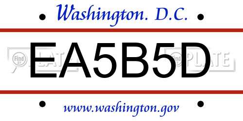 EA5B5D District Of Columbia License Plate