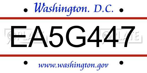EA5G447 District Of Columbia License Plate