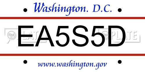 EA5S5D District Of Columbia License Plate