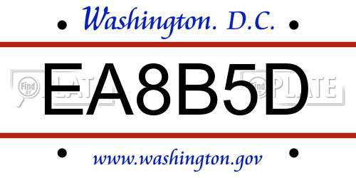 EA8B5D District Of Columbia License Plate