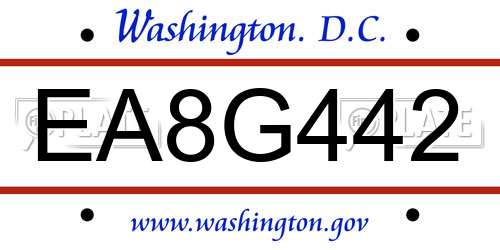 EA8G442 District Of Columbia License Plate