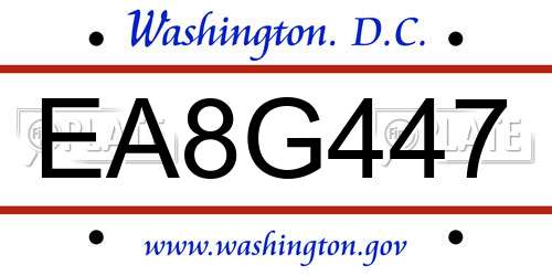 EA8G447 District Of Columbia License Plate