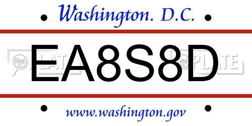 EA8S8D District Of Columbia License Plate