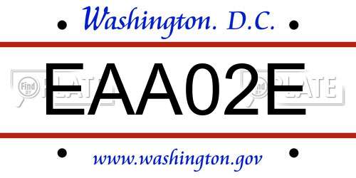 EAA02E District Of Columbia License Plate