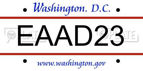 EAAD23 District Of Columbia License Plate