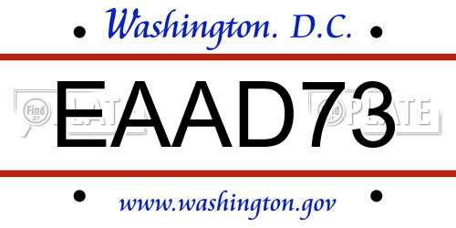 EAAD73 District Of Columbia License Plate