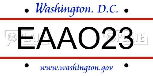 EAAO23 District Of Columbia License Plate