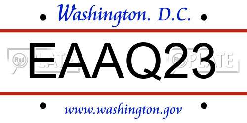 EAAQ23 District Of Columbia License Plate