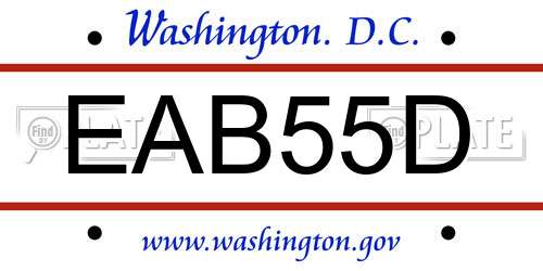 EAB55D District Of Columbia License Plate