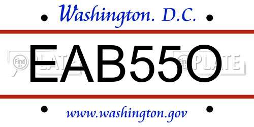 EAB55O District Of Columbia License Plate