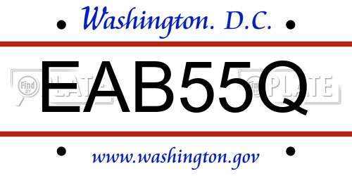 EAB55Q District Of Columbia License Plate