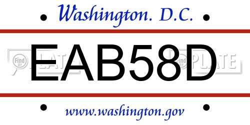 EAB58D District Of Columbia License Plate