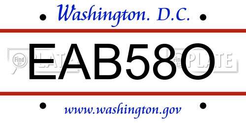 EAB58O District Of Columbia License Plate