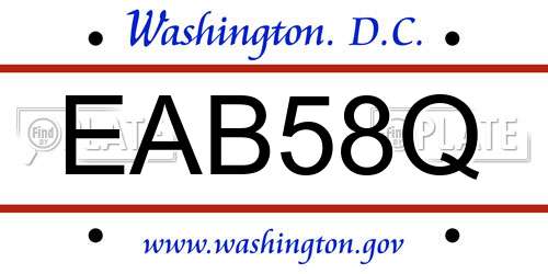 EAB58Q District Of Columbia License Plate