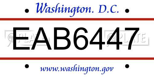 EAB6447 District Of Columbia License Plate
